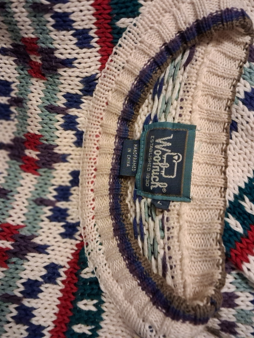 Woolrich L Multicolor Knit Sweater - Geometric Pattern